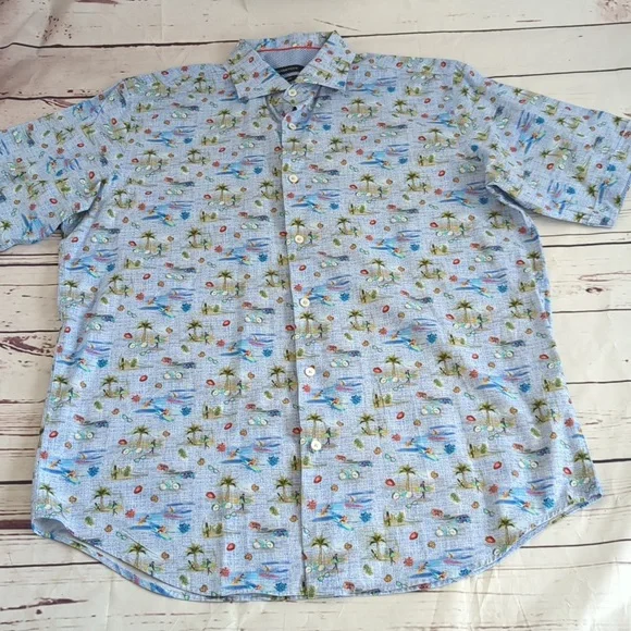Bugatchi classic fit shirt, Kapalua short sleeves button, surfer design, med (?) - Picture 2 of 15